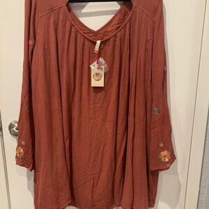 Umgee Embroidered Swing Lined Tunic Dress size L fits XXL NWT